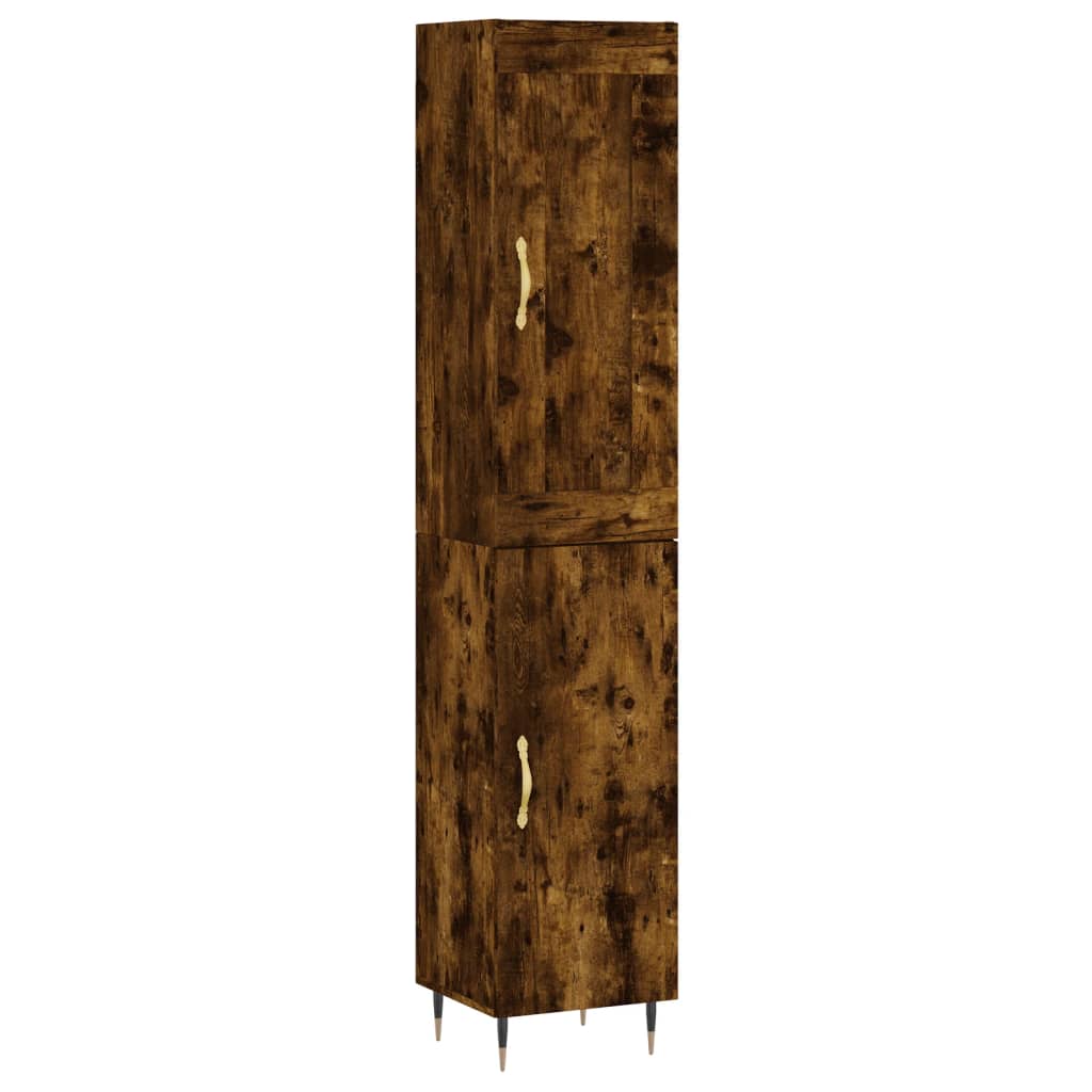 Buffet haut Chêne fumé 34,5x34x180 cm Bois d'ingénierie