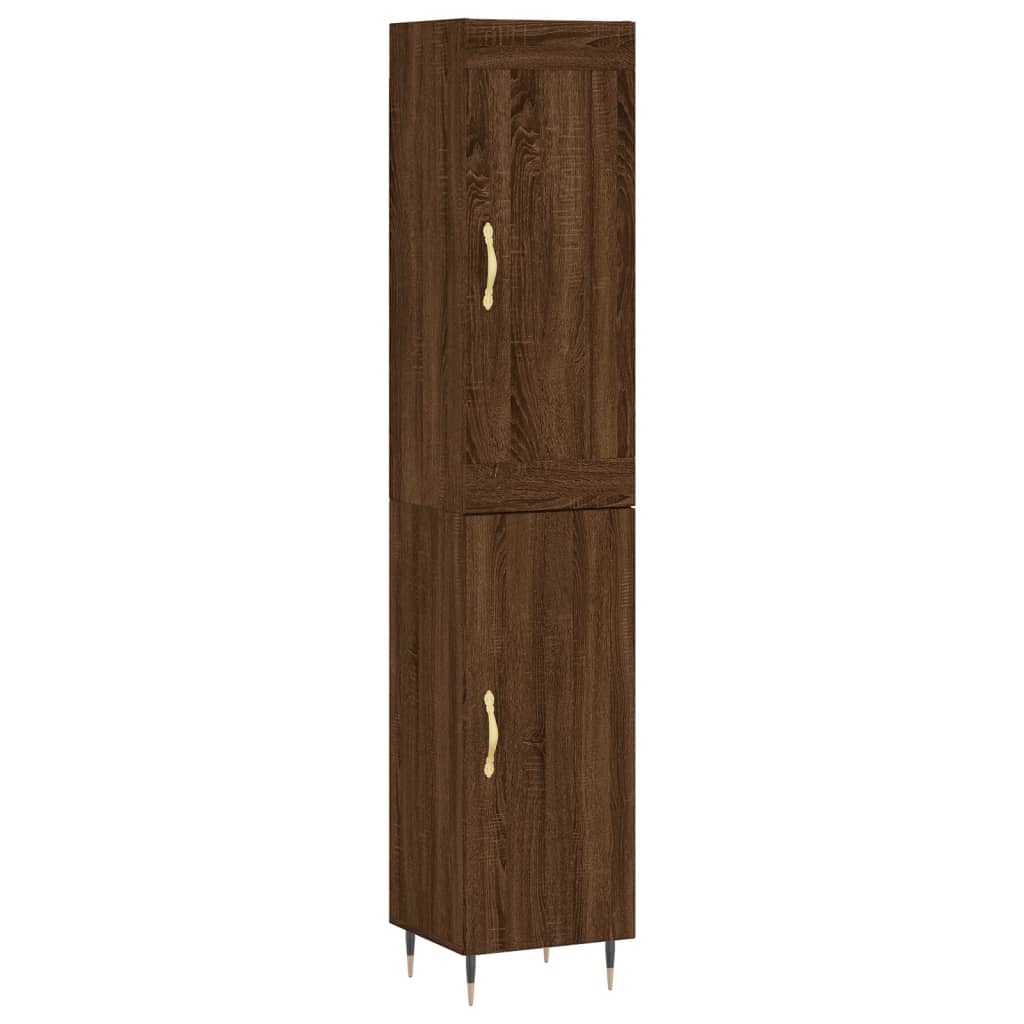 Buffet haut Chêne marron 34,5x34x180 cm Bois d'ingénierie