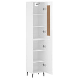 Buffet haut Blanc brillant 34,5x34x180 cm Bois d'ingénierie