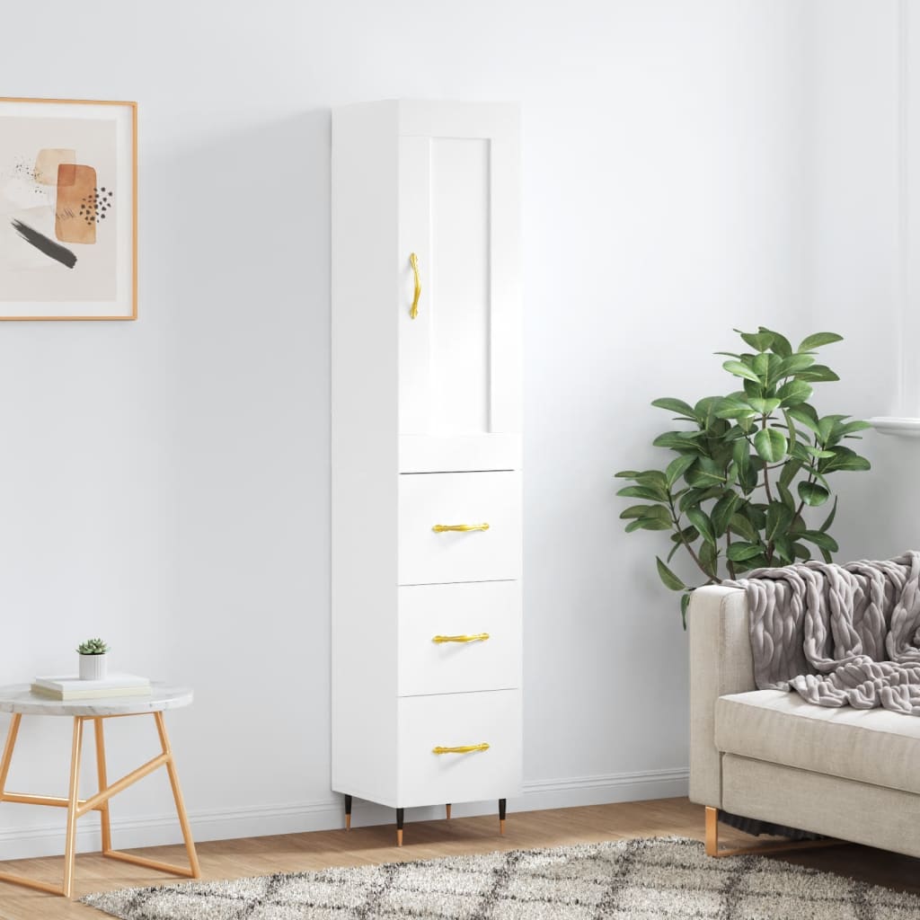 High sideboard White 34.5x34x180 cm Engineered wood