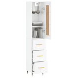 Buffet haut Blanc brillant 34,5x34x180 cm Bois d'ingénierie