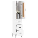 Buffet haut Blanc brillant 34,5x34x180 cm Bois d'ingénierie