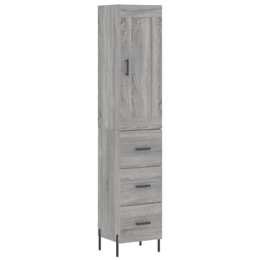 Sonoma hohes Sideboard grau 34,5x34x180 cm Holzwerkstoff