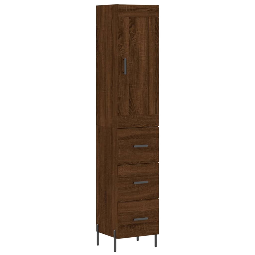 Buffet haut Chêne marron 34,5x34x180 cm Bois d'ingénierie