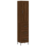 Buffet haut Chêne marron 34,5x34x180 cm Bois d'ingénierie