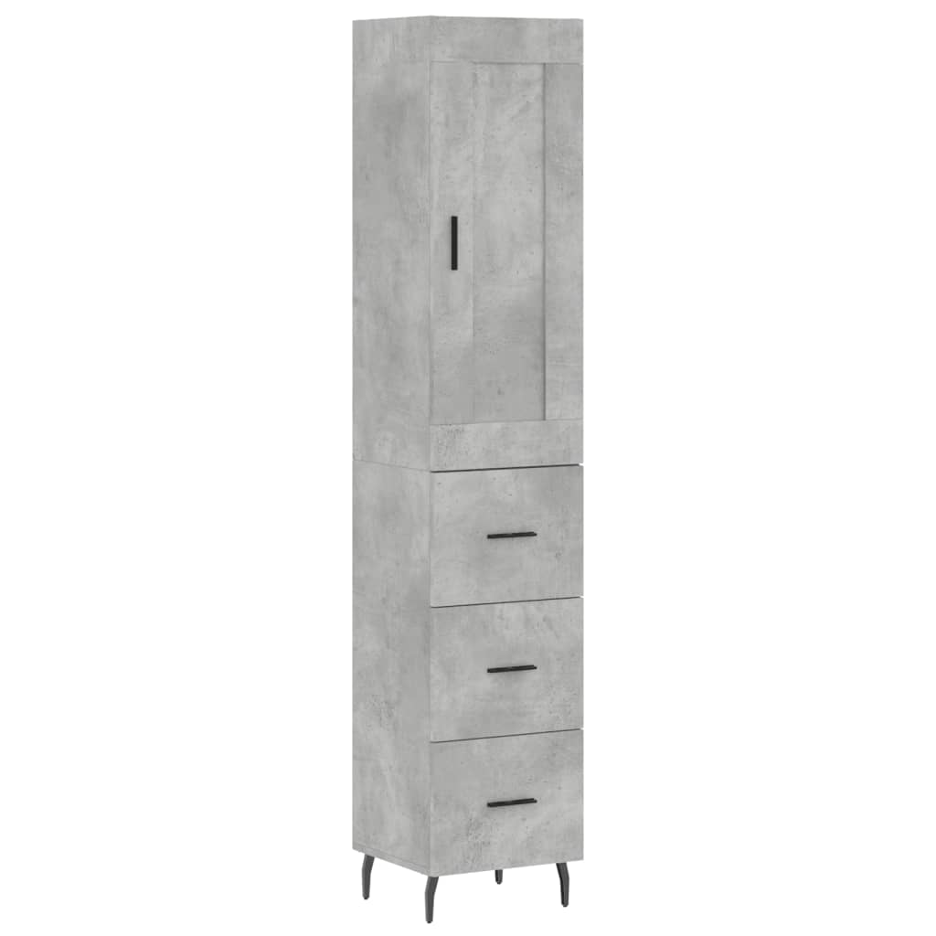 High sideboard Concrete gray 34.5x34x180 cm Engineered wood