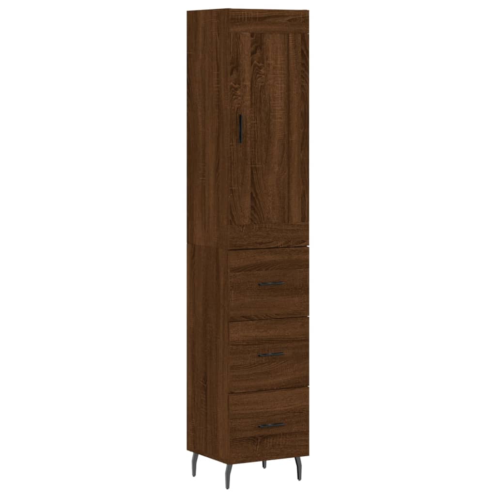 Buffet haut Chêne marron 34,5x34x180 cm Bois d'ingénierie