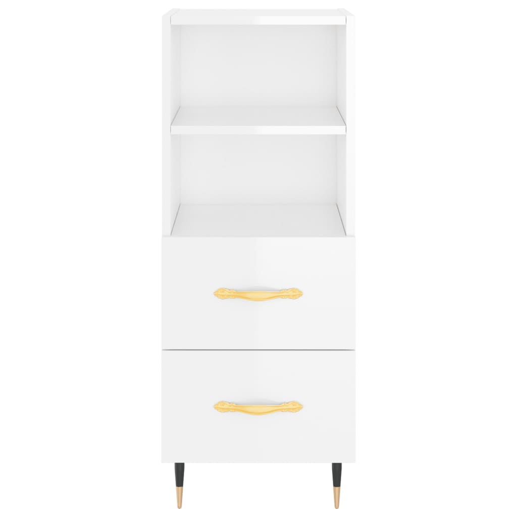 Buffet haut Blanc brillant 34,5x34x180 cm Bois d'ingénierie