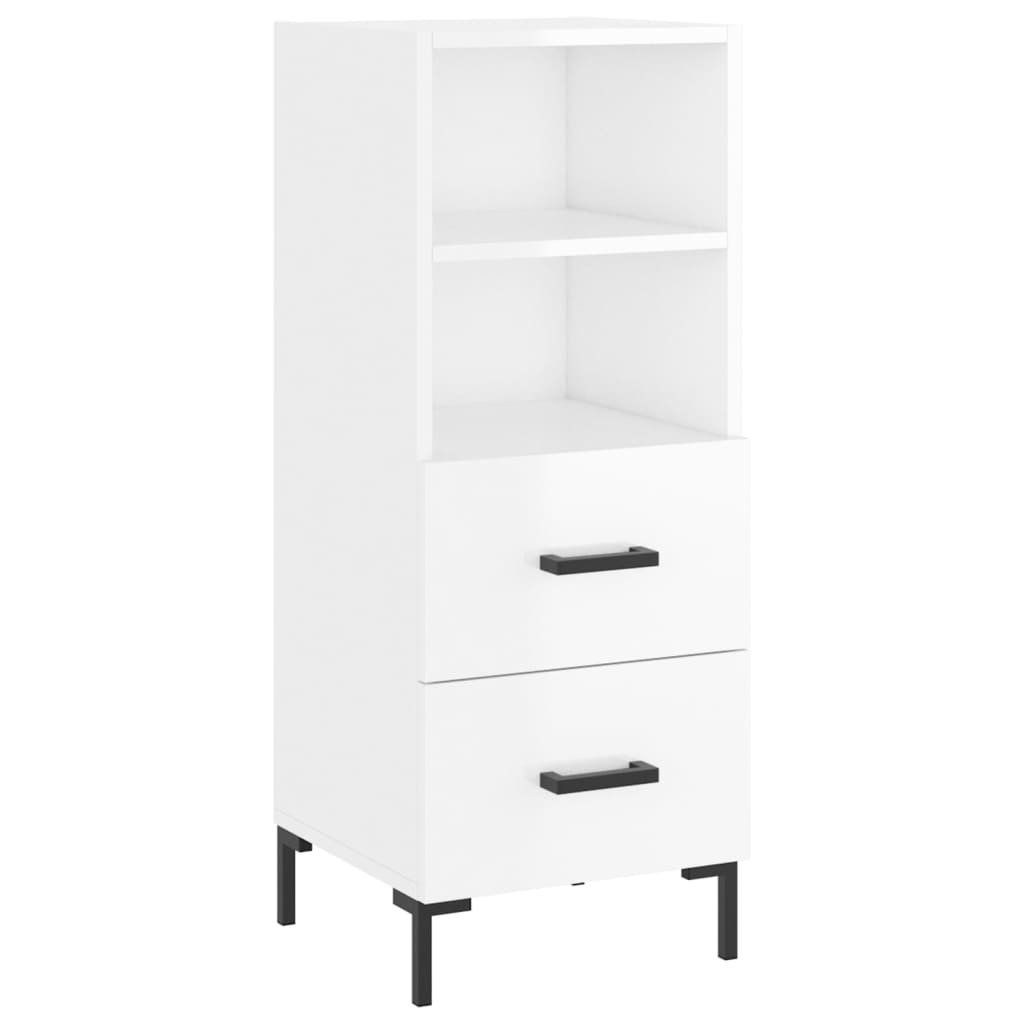 Buffet haut Blanc brillant 34,5x34x180 cm Bois d'ingénierie