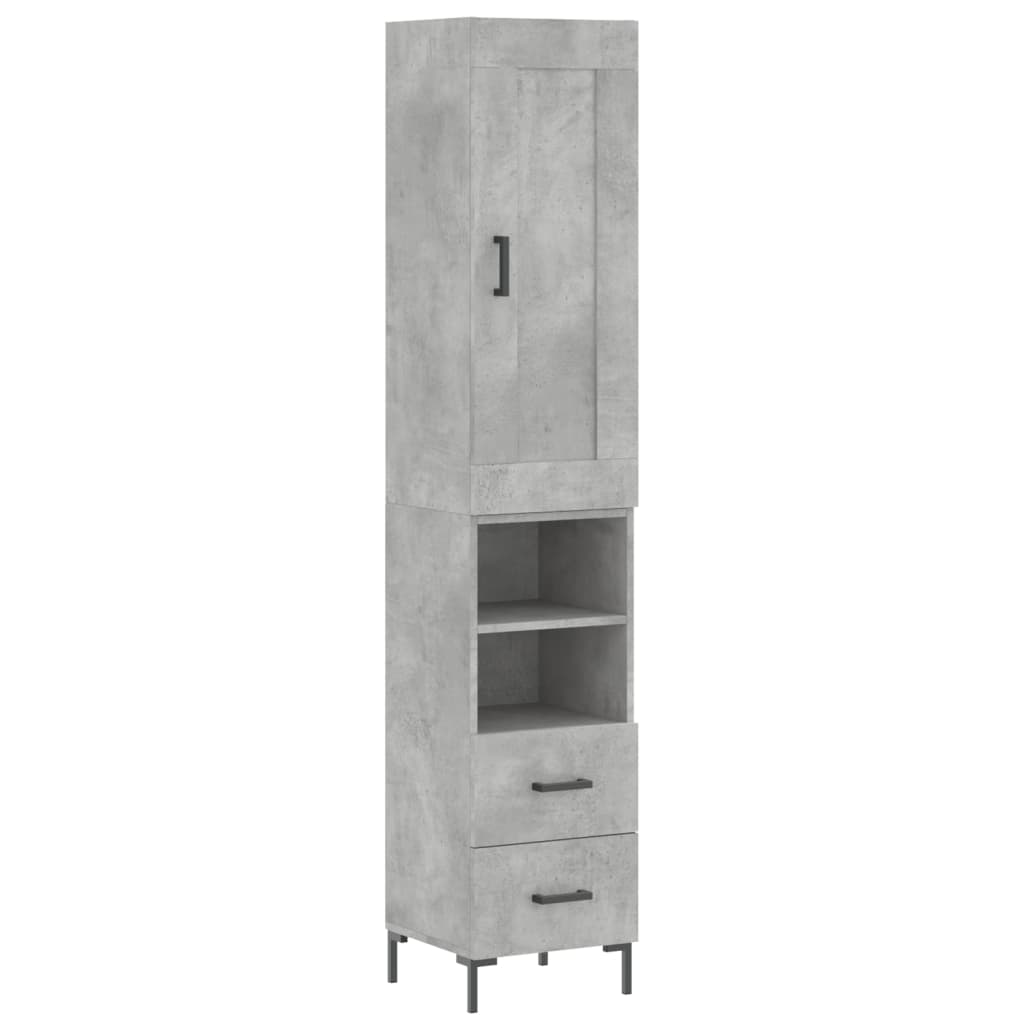 High sideboard Concrete gray 34.5x34x180 cm Engineered wood