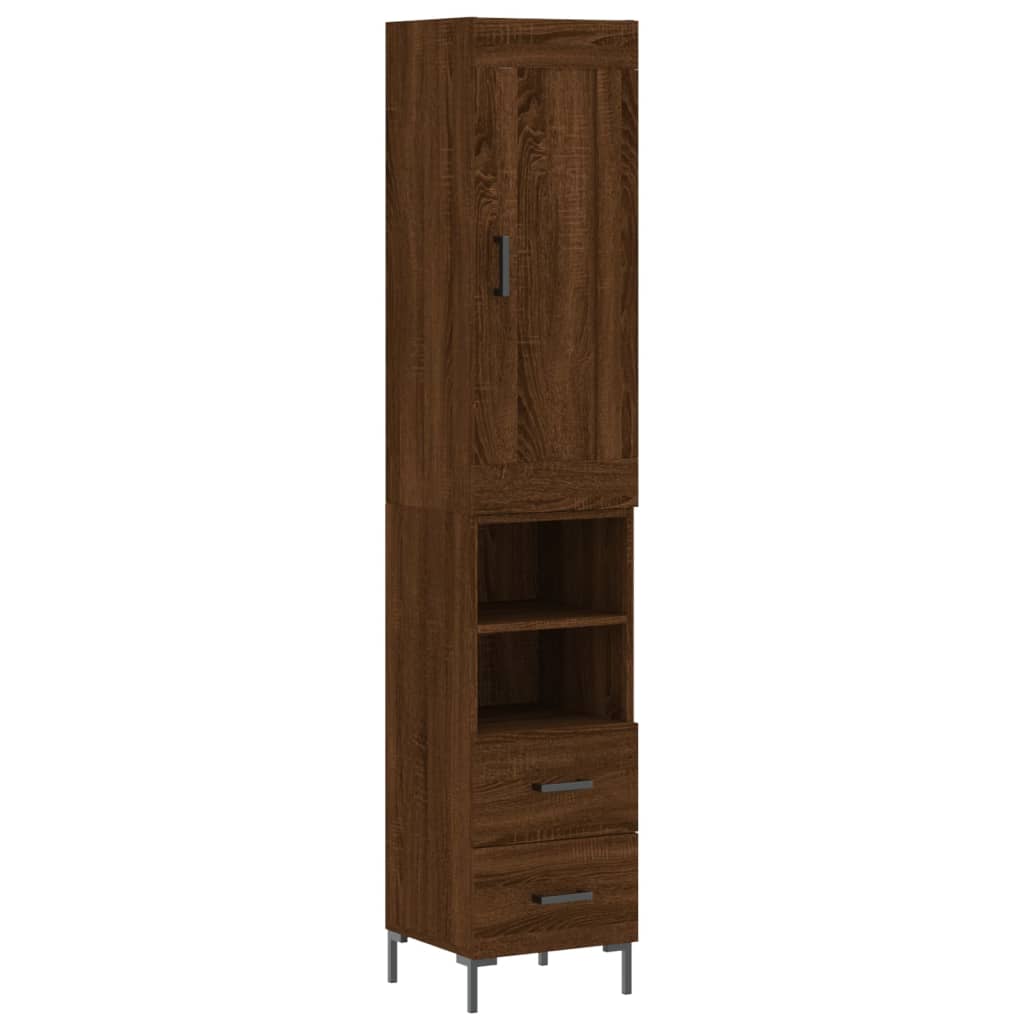 Buffet haut Chêne marron 34,5x34x180 cm Bois d'ingénierie