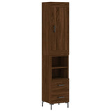 Buffet haut Chêne marron 34,5x34x180 cm Bois d'ingénierie