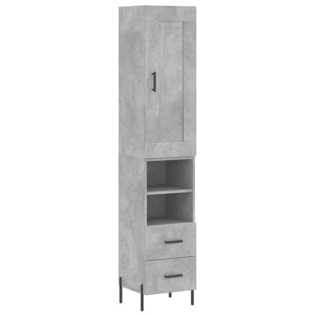 Hohes Sideboard Betongrau 34,5x34x180 cm Holzwerkstoff