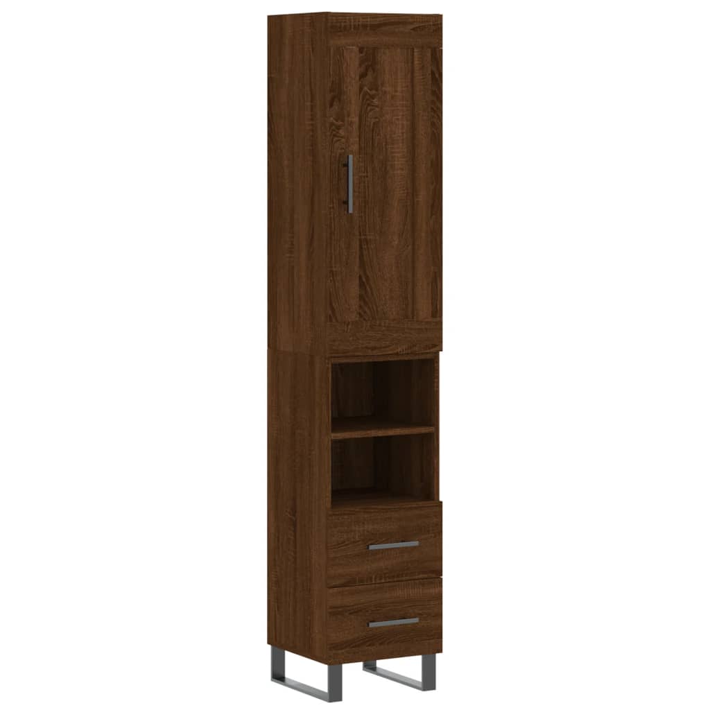 Buffet haut Chêne marron 34,5x34x180 cm Bois d'ingénierie