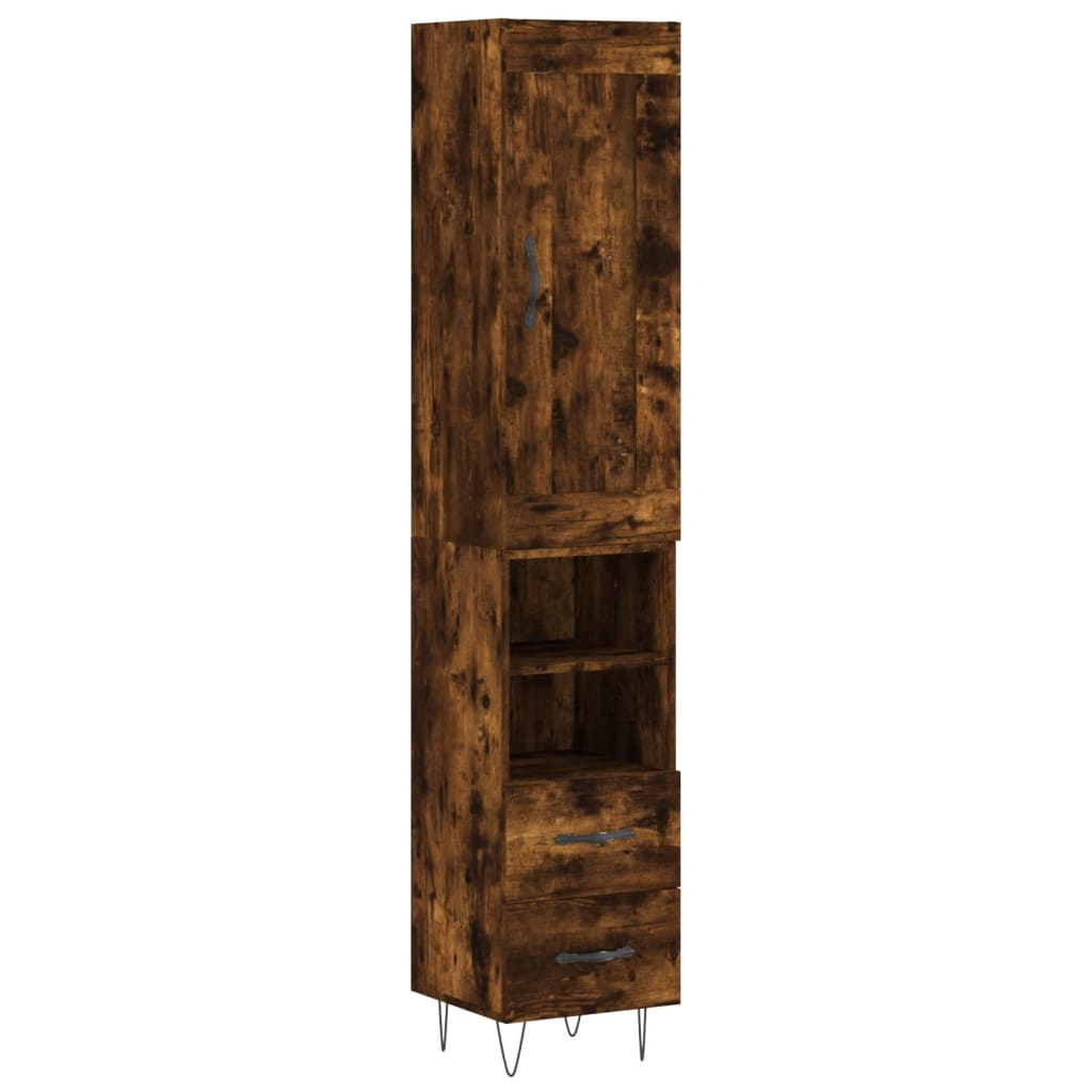 Hohes Sideboard Räuchereiche 34,5x34x180 cm Holzwerkstoff