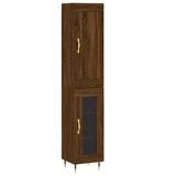 Buffet haut Chêne marron 34,5x34x180 cm Bois d'ingénierie