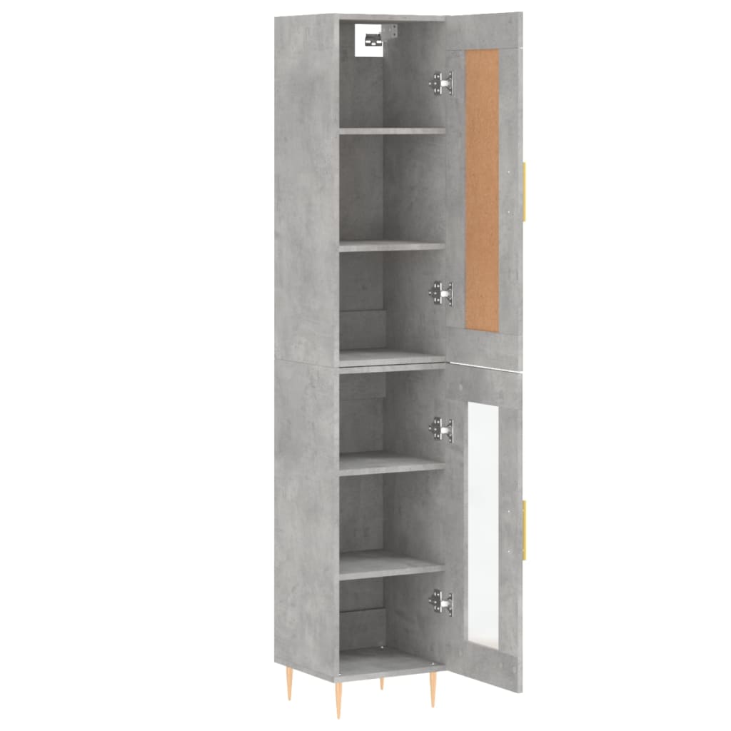 Buffet haut gris béton 34,5x34x180 cm bois d'ingénierie