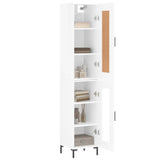 Buffet haut Blanc brillant 34,5x34x180 cm Bois d'ingénierie