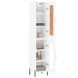 Buffet haut Blanc brillant 34,5x34x180 cm Bois d'ingénierie