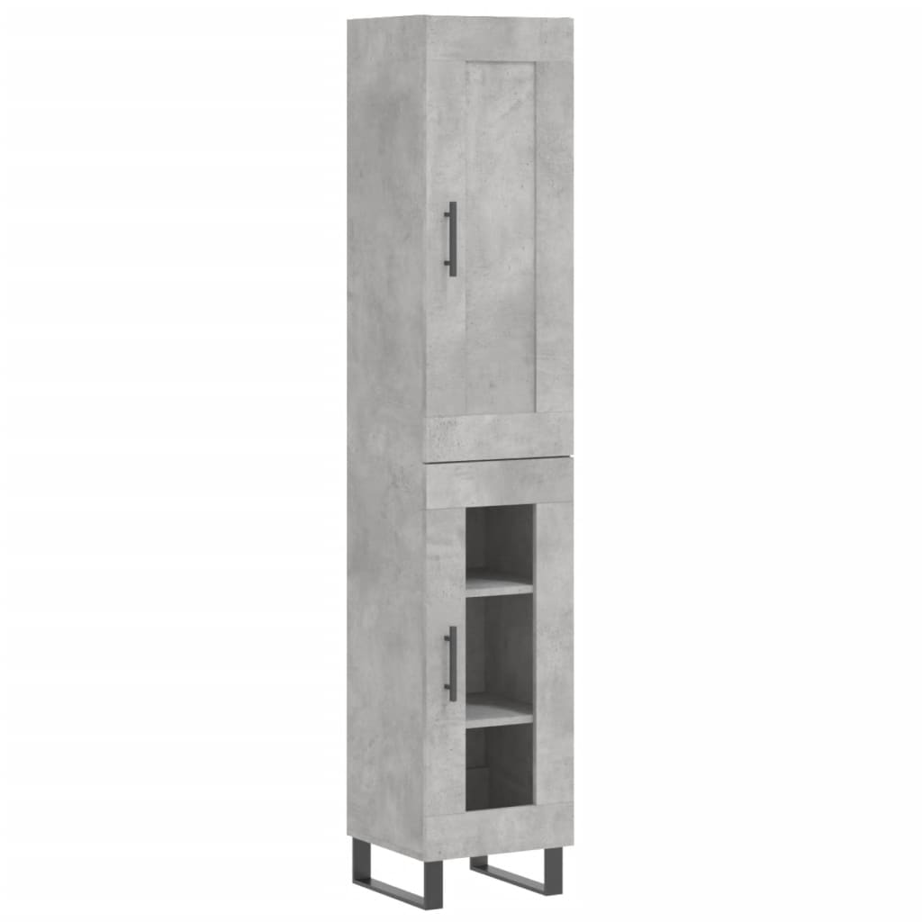 High sideboard Concrete gray 34.5x34x180 cm Engineered wood