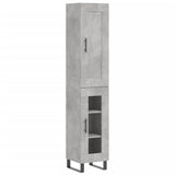 Buffet haut Gris béton 34,5x34x180 cm Bois d'ingénierie