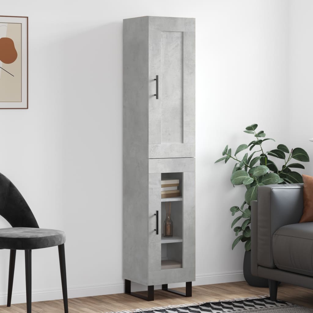 High sideboard Concrete gray 34.5x34x180 cm Engineered wood