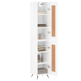 Buffet haut Blanc brillant 34,5x34x180 cm Bois d'ingénierie