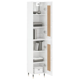 Buffet haut Blanc brillant 34,5x34x180 cm Bois d'ingénierie