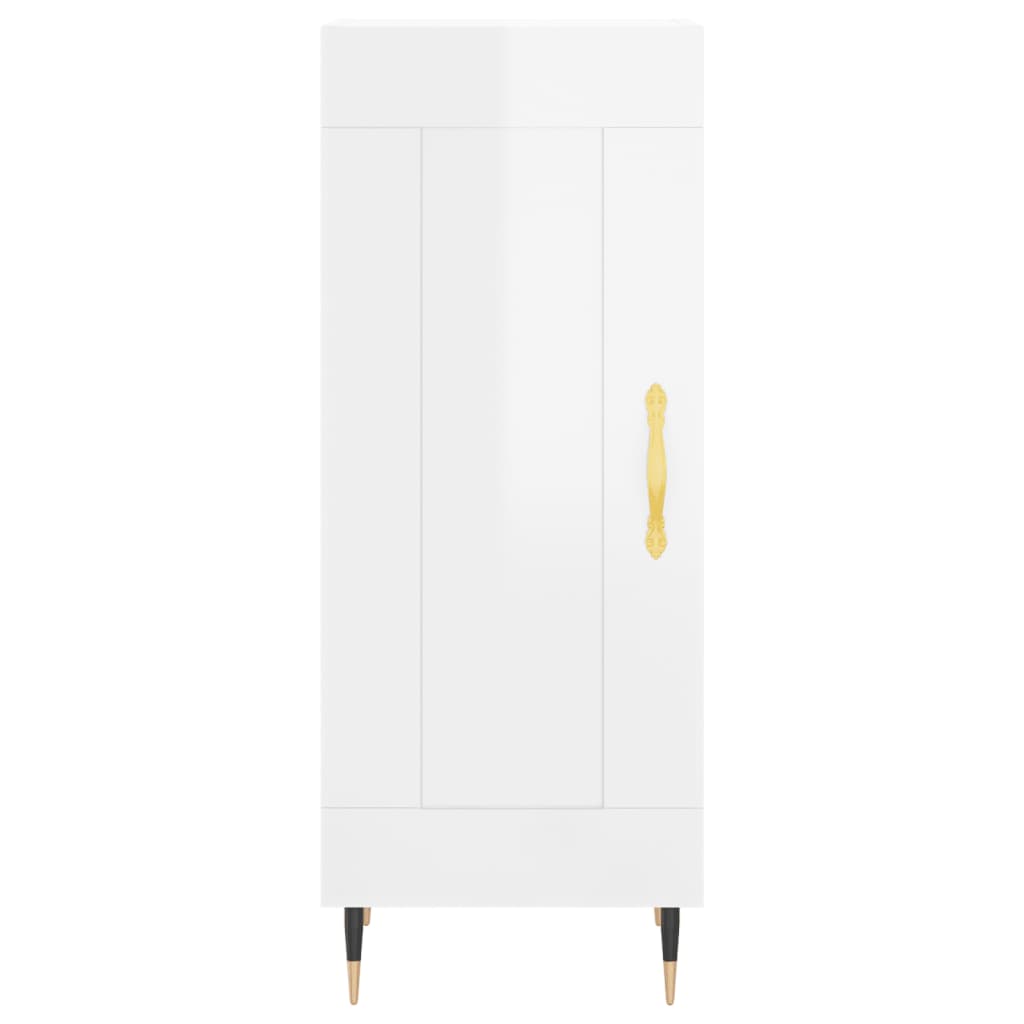 Buffet haut Blanc brillant 34,5x34x180 cm Bois d'ingénierie