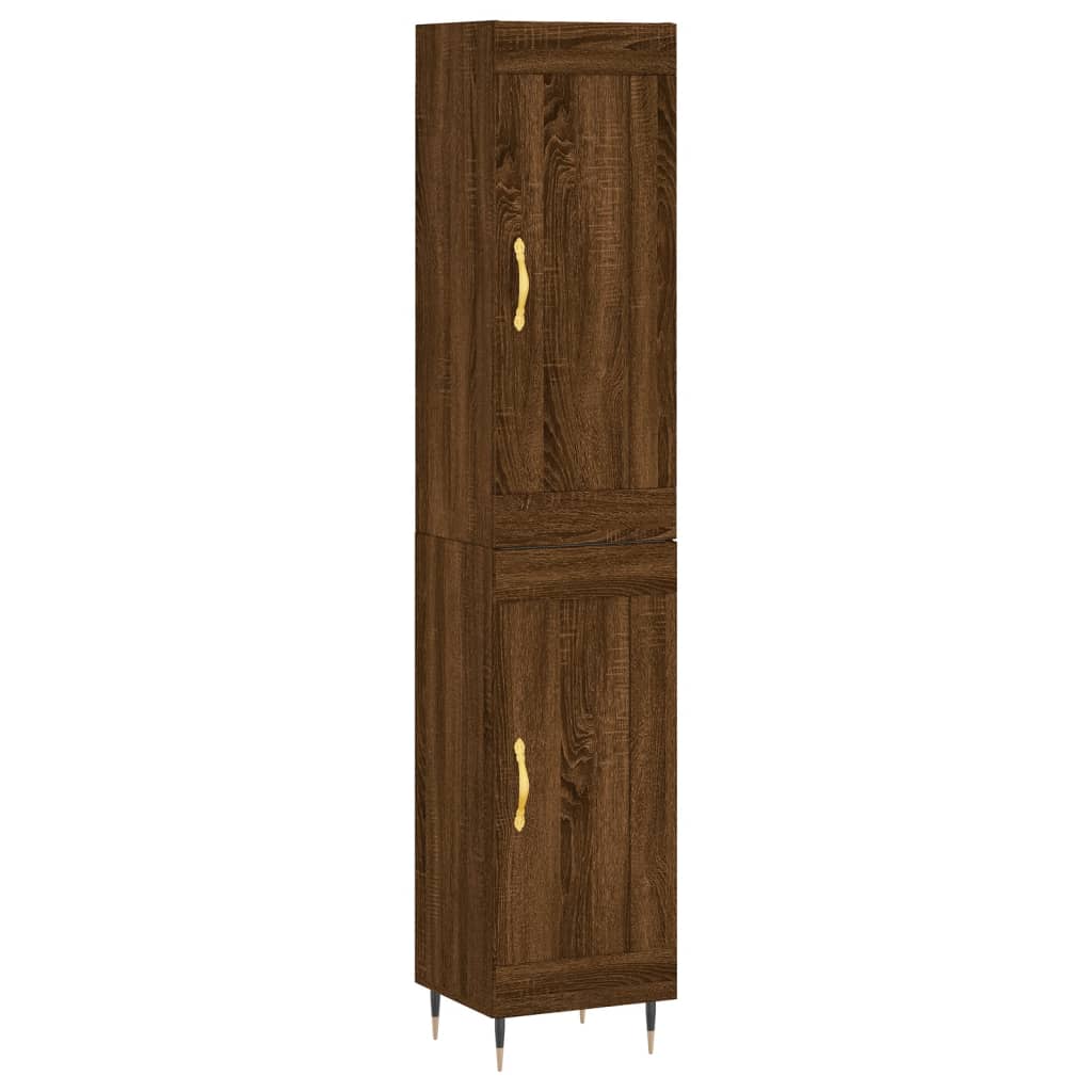 Buffet haut Chêne marron 34,5x34x180 cm Bois d'ingénierie