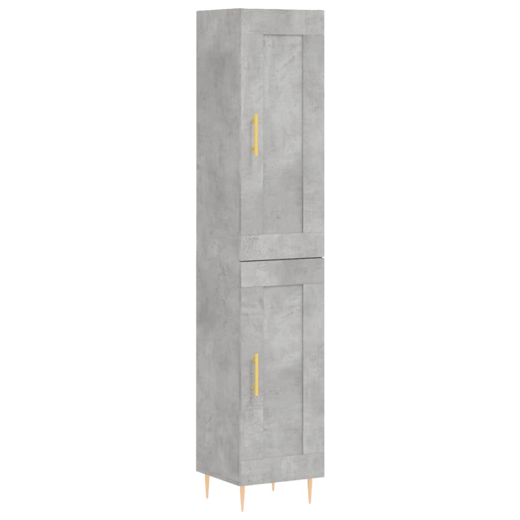 Buffet haut Gris béton 34,5x34x180 cm Bois d'ingénierie