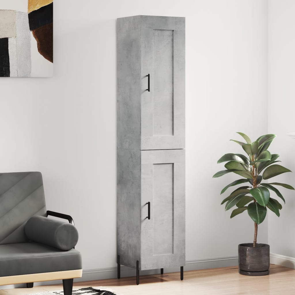 High sideboard Concrete gray 34.5x34x180 cm Engineered wood