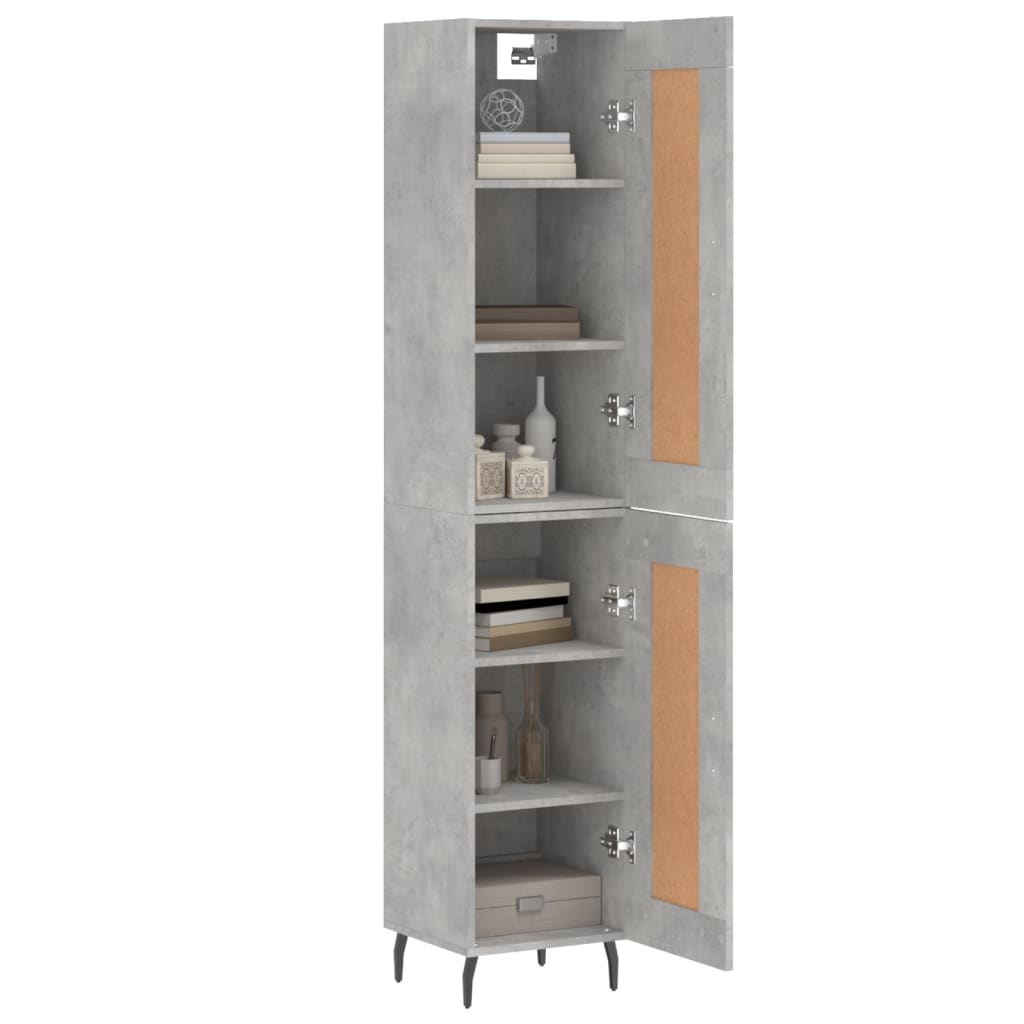 Buffet haut Gris béton 34,5x34x180 cm Bois d'ingénierie