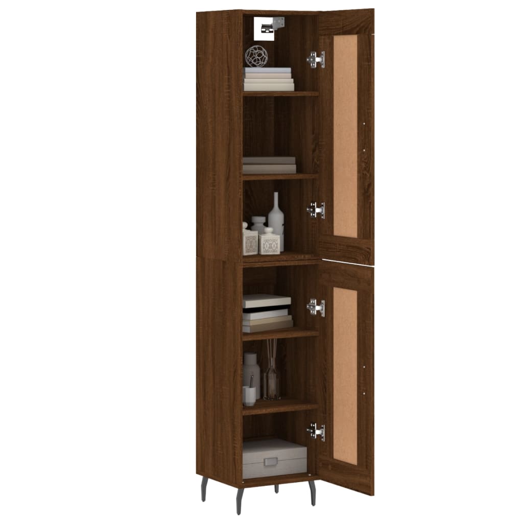 Buffet haut Chêne marron 34,5x34x180 cm Bois d'ingénierie