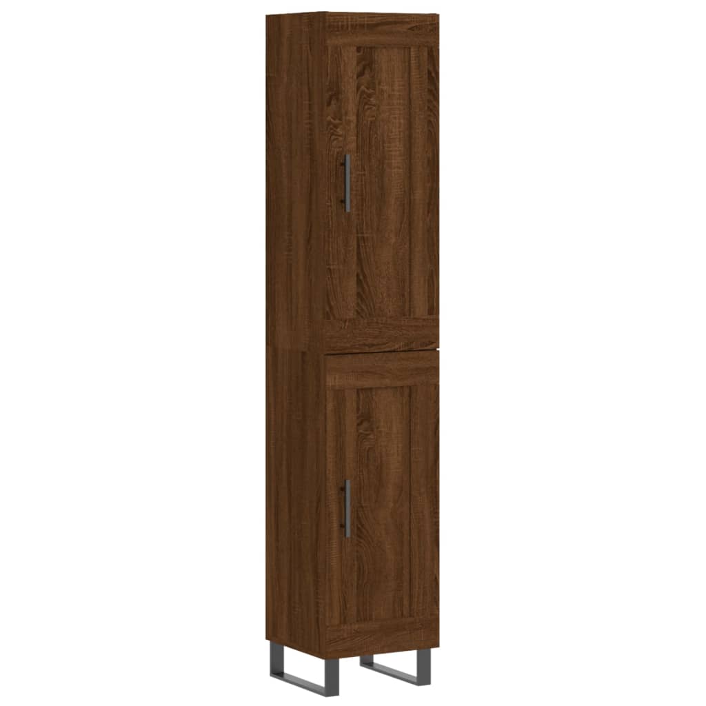 Buffet haut Chêne marron 34,5x34x180 cm Bois d'ingénierie