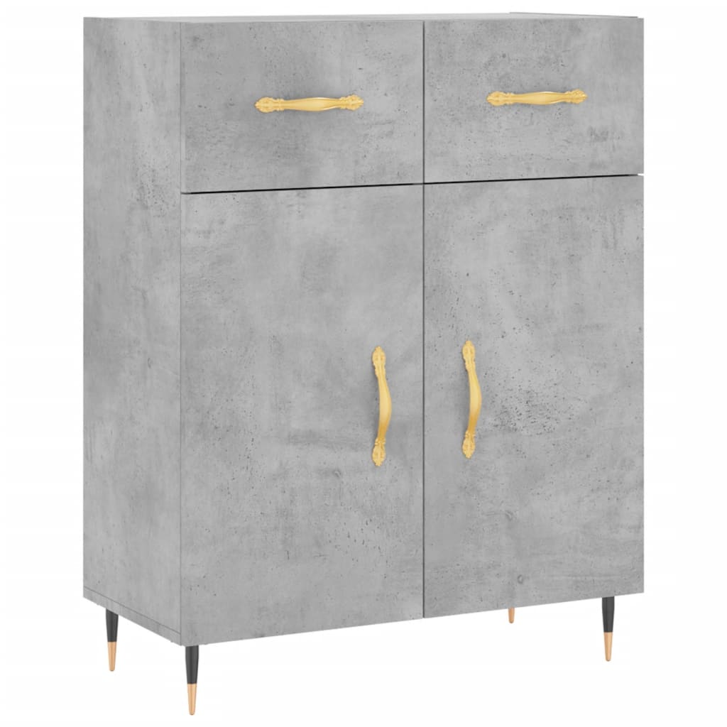 Hohes Sideboard Betongrau 69,5 x 34 x 180 cm Holzwerkstoff