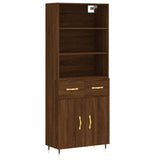 Buffet haut Chêne marron 69,5x34x180 cm Bois d'ingénierie