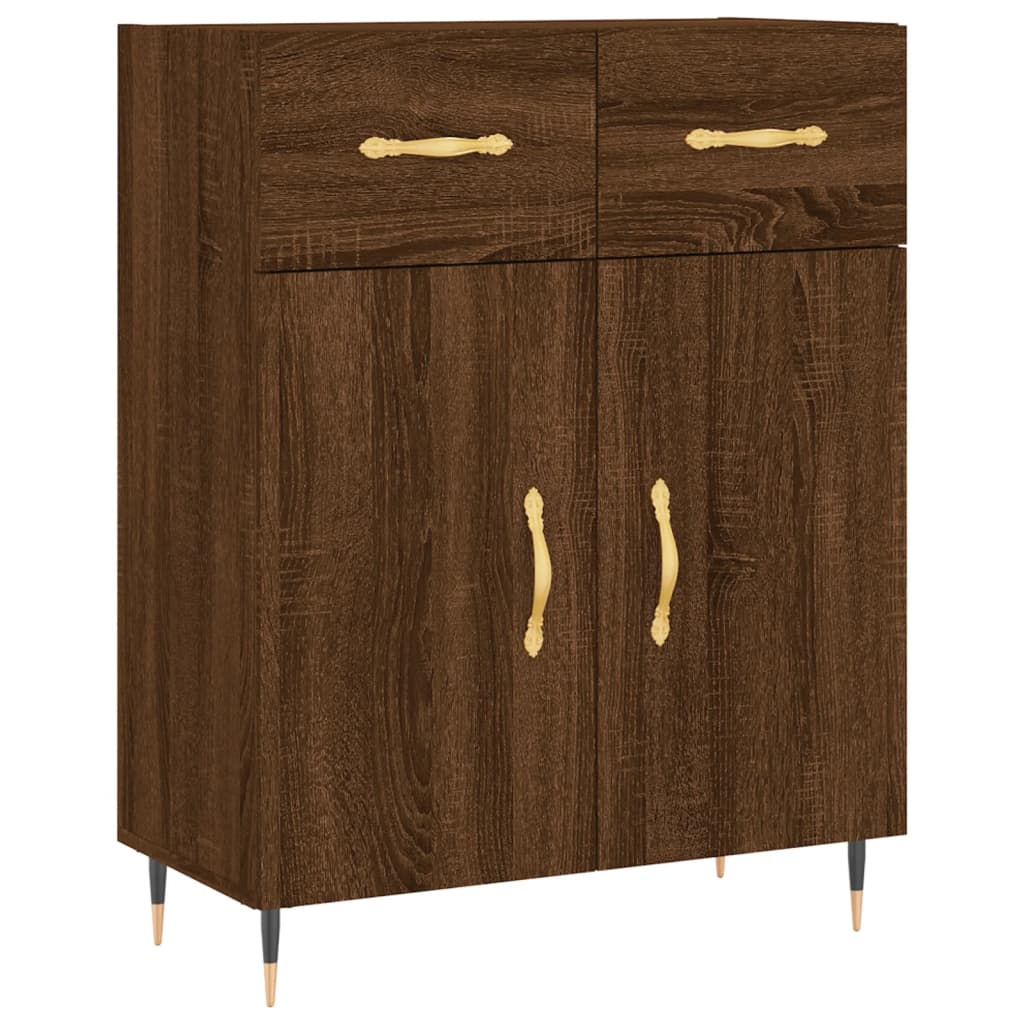 Buffet haut Chêne marron 69,5x34x180 cm Bois d'ingénierie