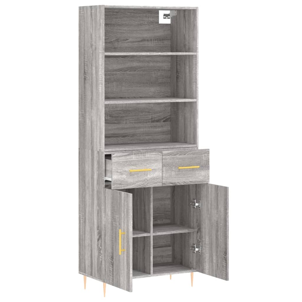 Buffet haut Sonoma gris 69,5x34x180 cm Bois d'ingénierie