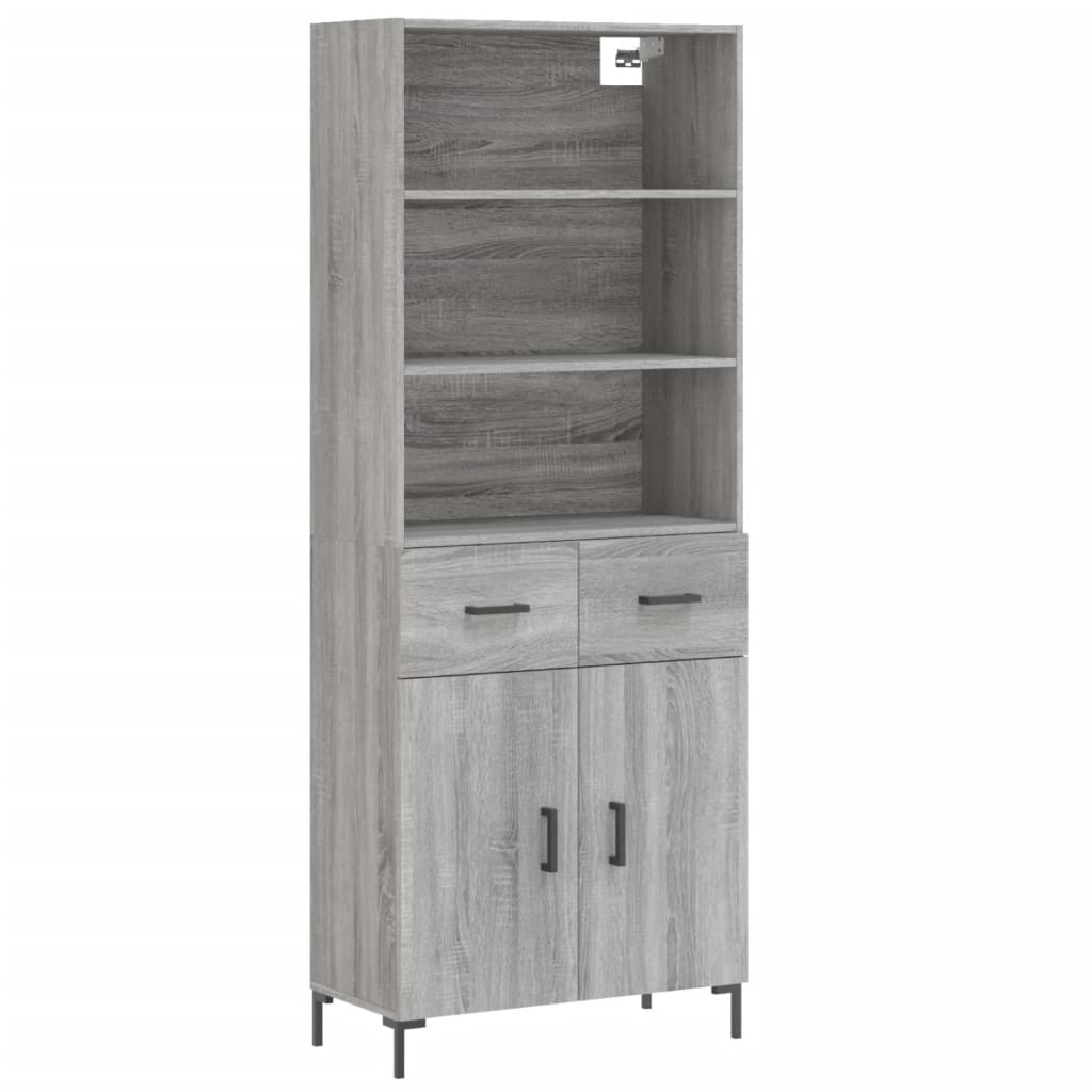 Buffet haut Sonoma gris 69,5x34x180 cm Bois d'ingénierie