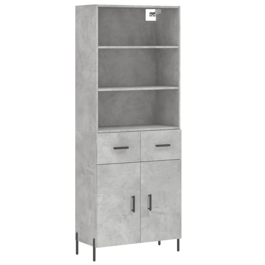 Hohes Sideboard Betongrau 69,5 x 34 x 180 cm Holzwerkstoff