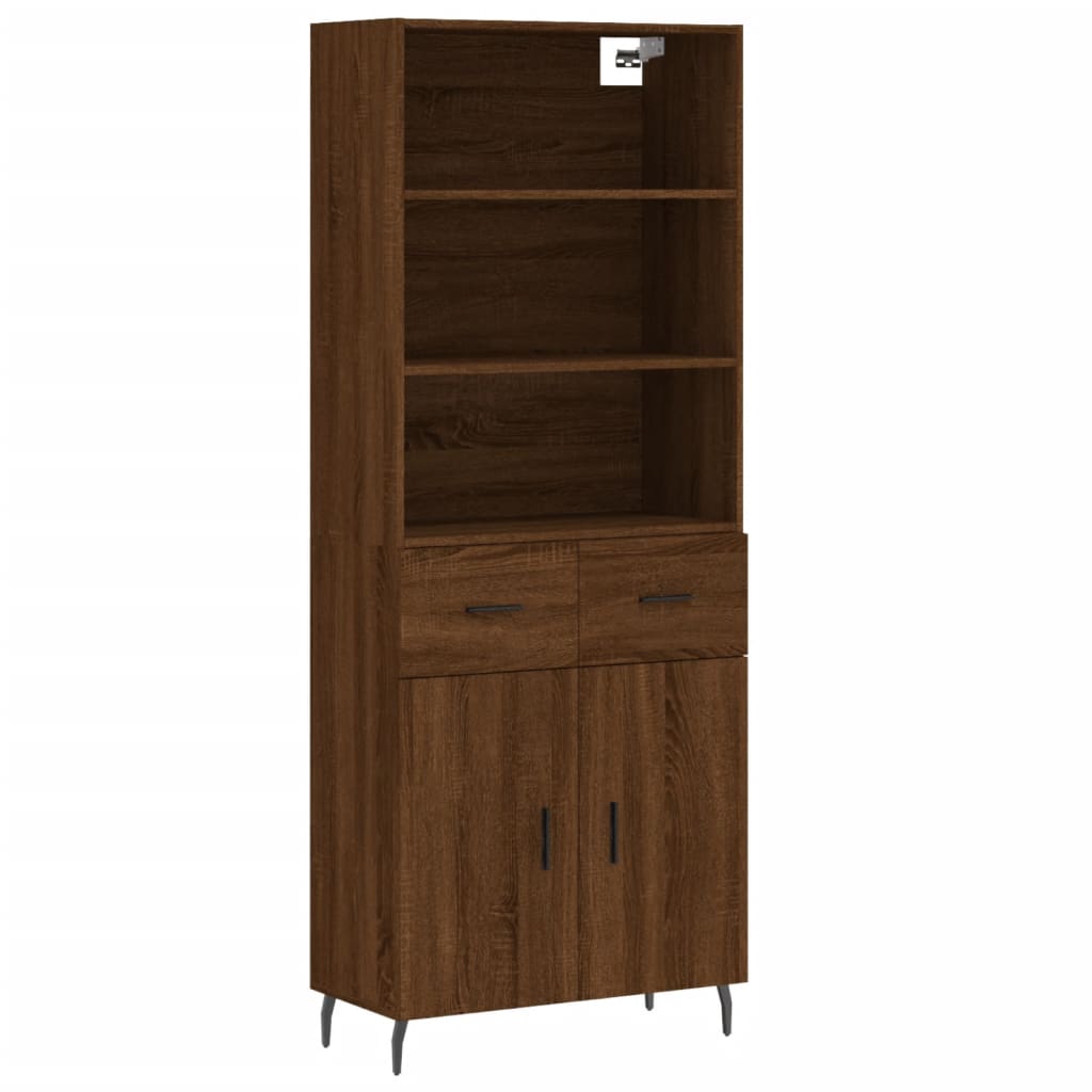 Buffet haut Chêne marron 69,5x34x180 cm Bois d'ingénierie