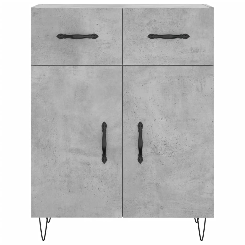 Hohes Sideboard Betongrau 69,5 x 34 x 180 cm Holzwerkstoff