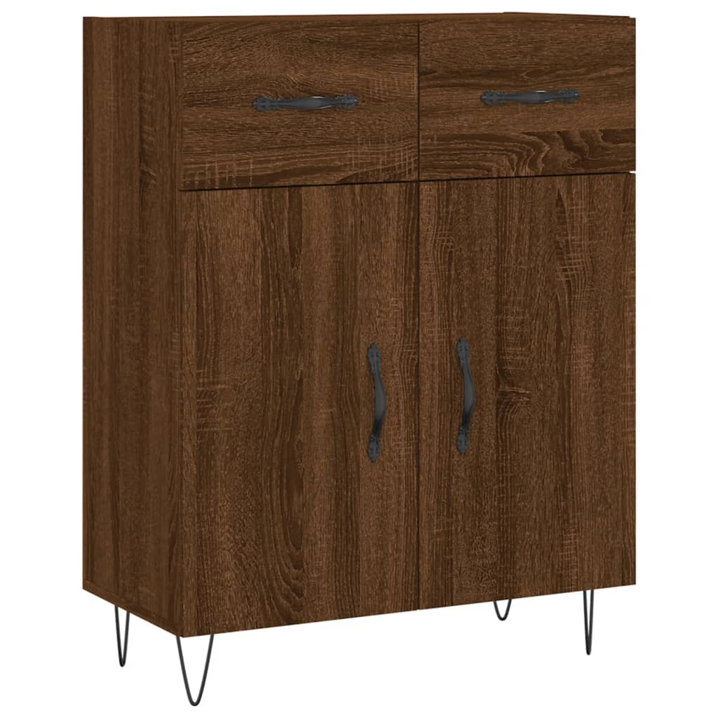 High sideboard Brown oak 69.5x34x180 cm Engineered wood