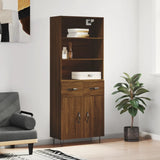 High sideboard Brown oak 69.5x34x180 cm Engineered wood