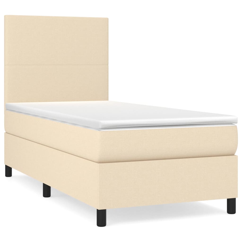 Sommier à lattes de lit avec matelas Crème 80x200 cm Tissu