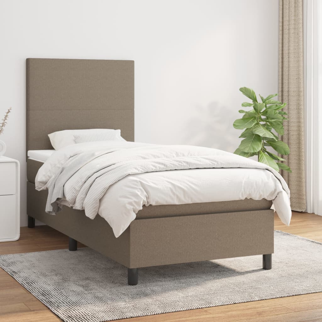 Sommier à lattes de lit avec matelas Taupe 90x190 cm Tissu