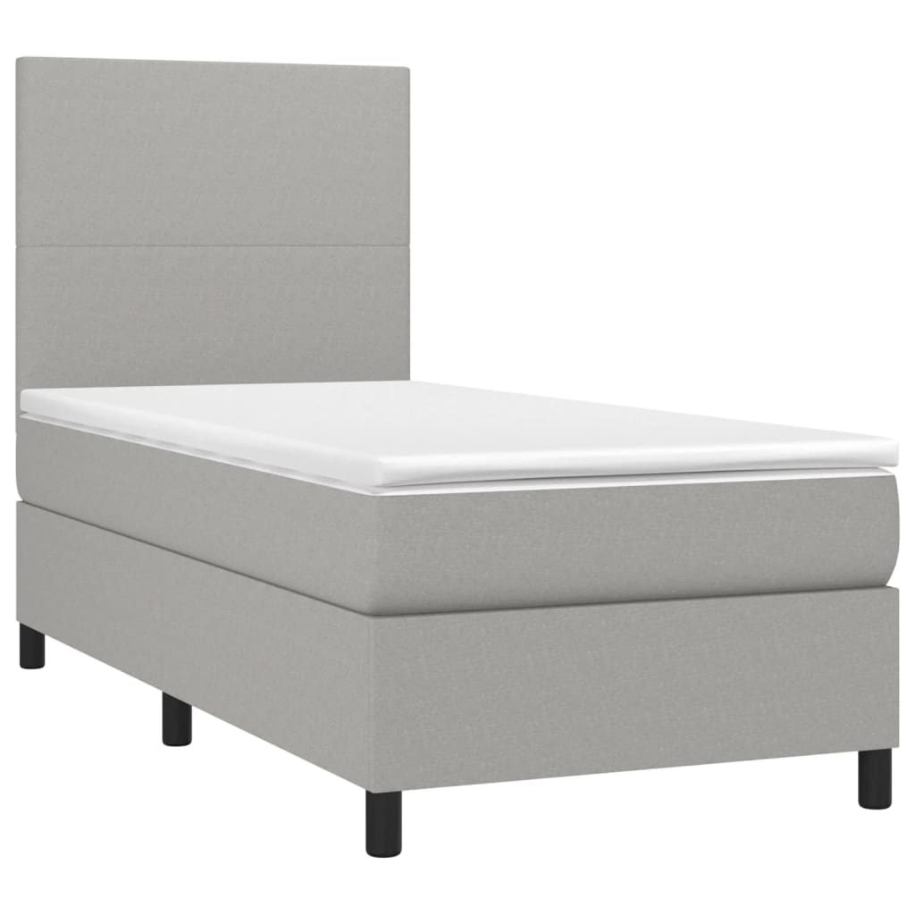 Sommier à lattes de lit avec matelas Gris clair 90x200 cm Tissu