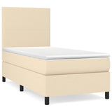 Sommier à lattes de lit avec matelas Crème 100x200 cm Tissu