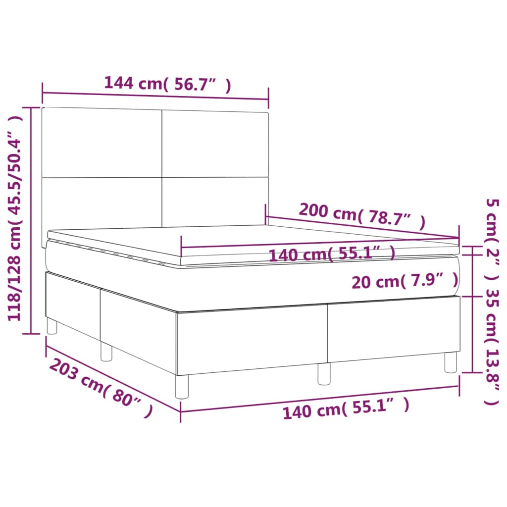 Sommier à lattes de lit avec matelas Gris clair 140x200cm Tissu